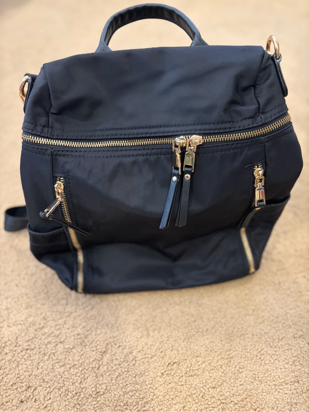 Mystique Boutique Black Backpack with Gold Hardware